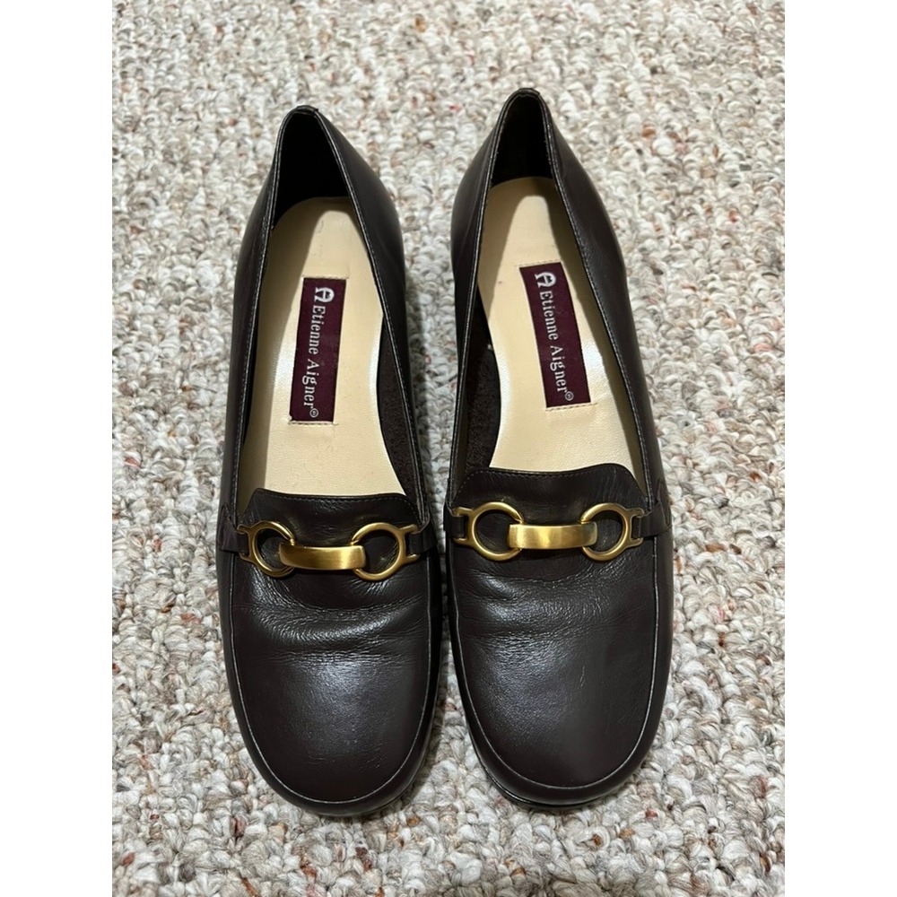 Etienne Aigner Brown Leather Loafers Size 6.5 M